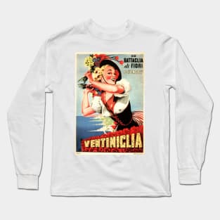 VENTIMIGLIA ITALY Floral Exhibition Festival 1957 Vintage Italian Travel Poster Long Sleeve T-Shirt